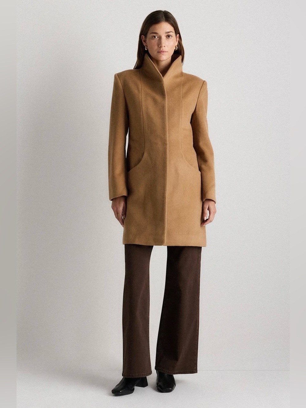 Quince Tan Wool Cashmere Cocoon Coat NWT Size Small